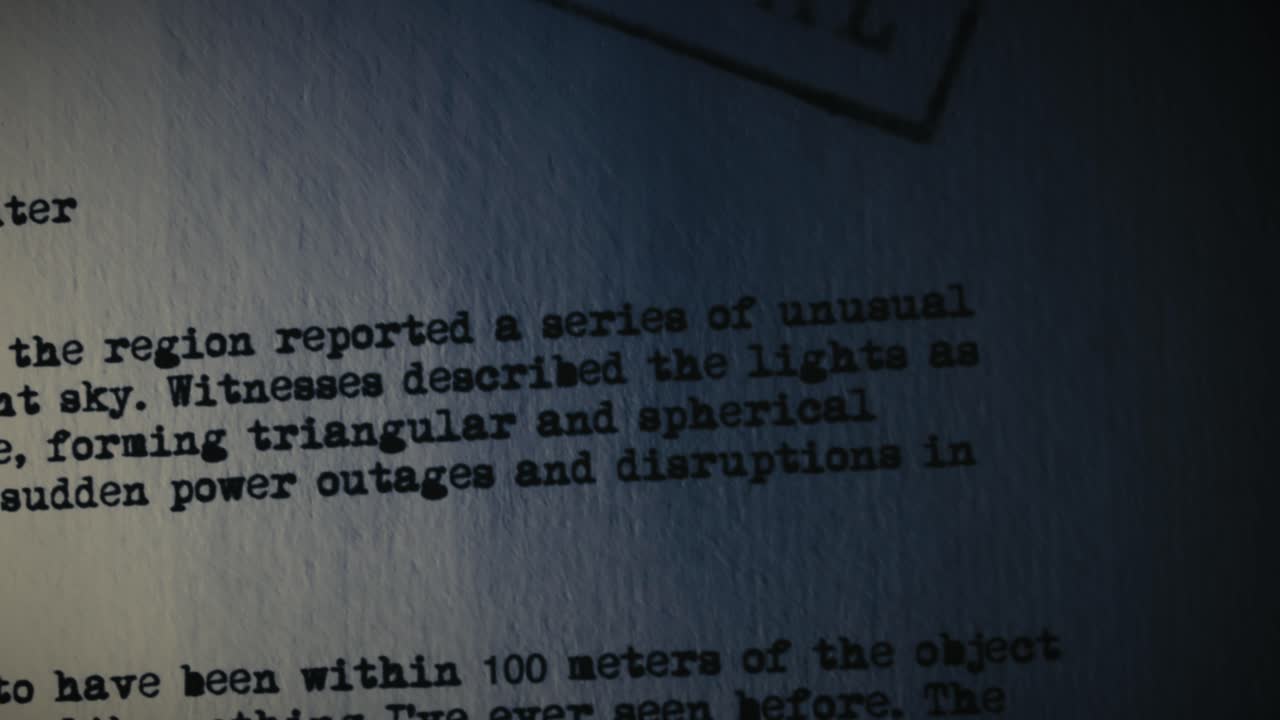 Flashlight beam Reveals Confidential UFO Files in Spy Thriller scene