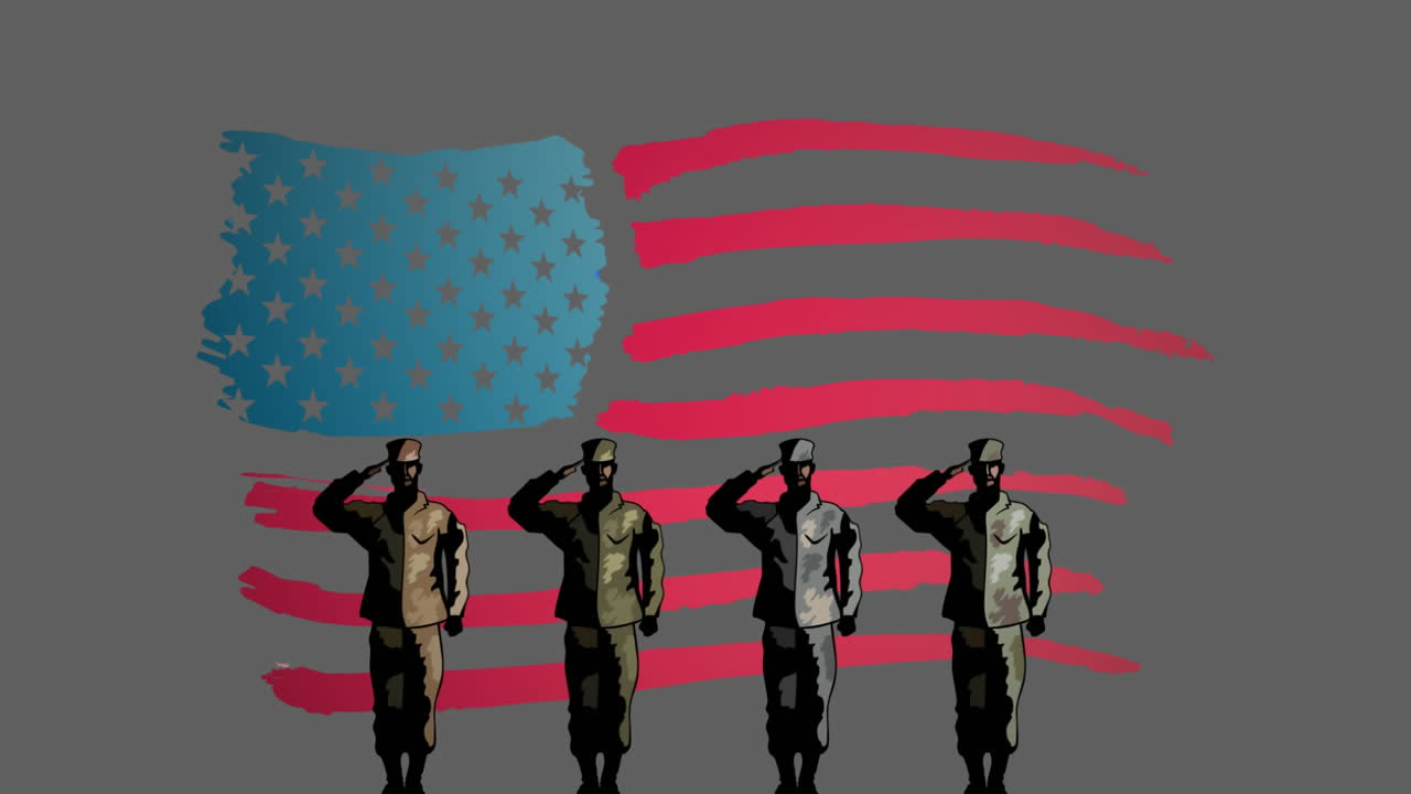4 Options text, Happy Veterans Day and four figures of soldiers against grey background
