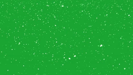 video snow falling with horizontal wind on a green screen background