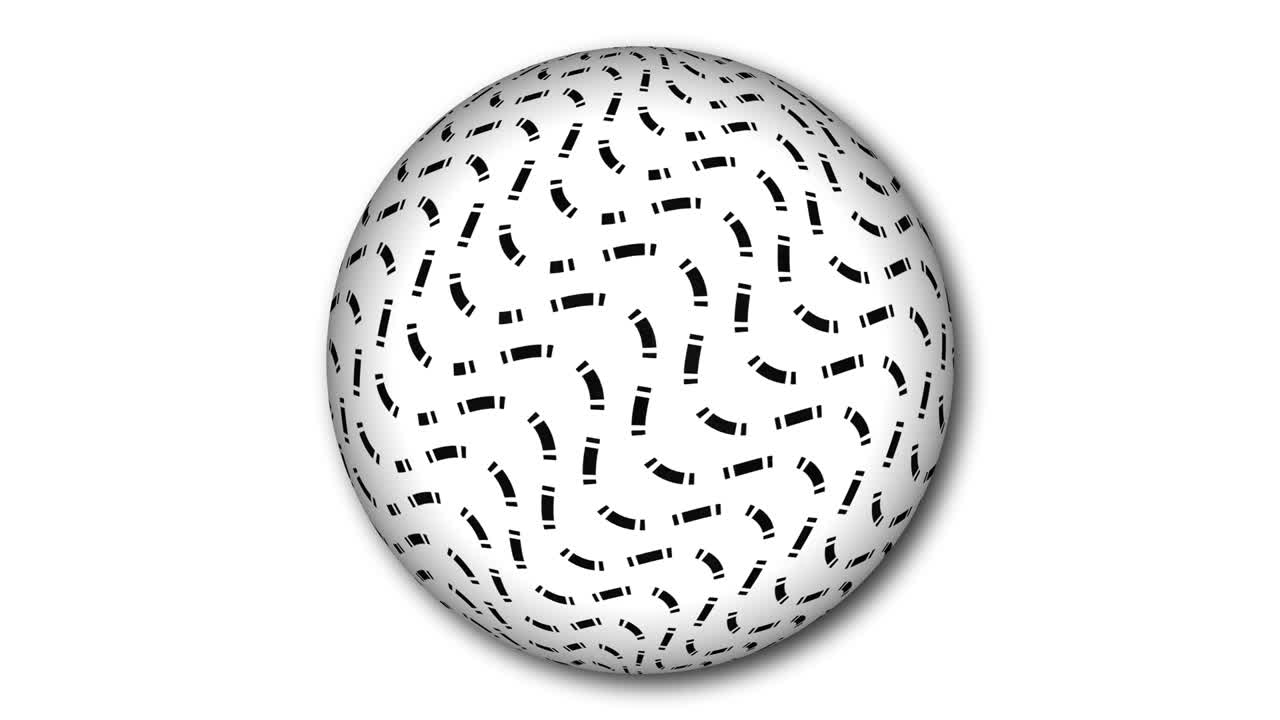 구에 있는 줄무 기하학적 선 애니메이션: 색 배경에 움직이는 애니메이션 추상 구.