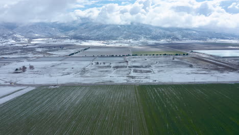 綠色, 雪地的田野上空飛翔在 tehachapi, ca 的廣<unk>風景中