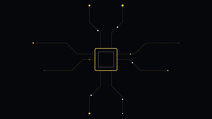 Digital Microchip Processor Animation with Data Flow