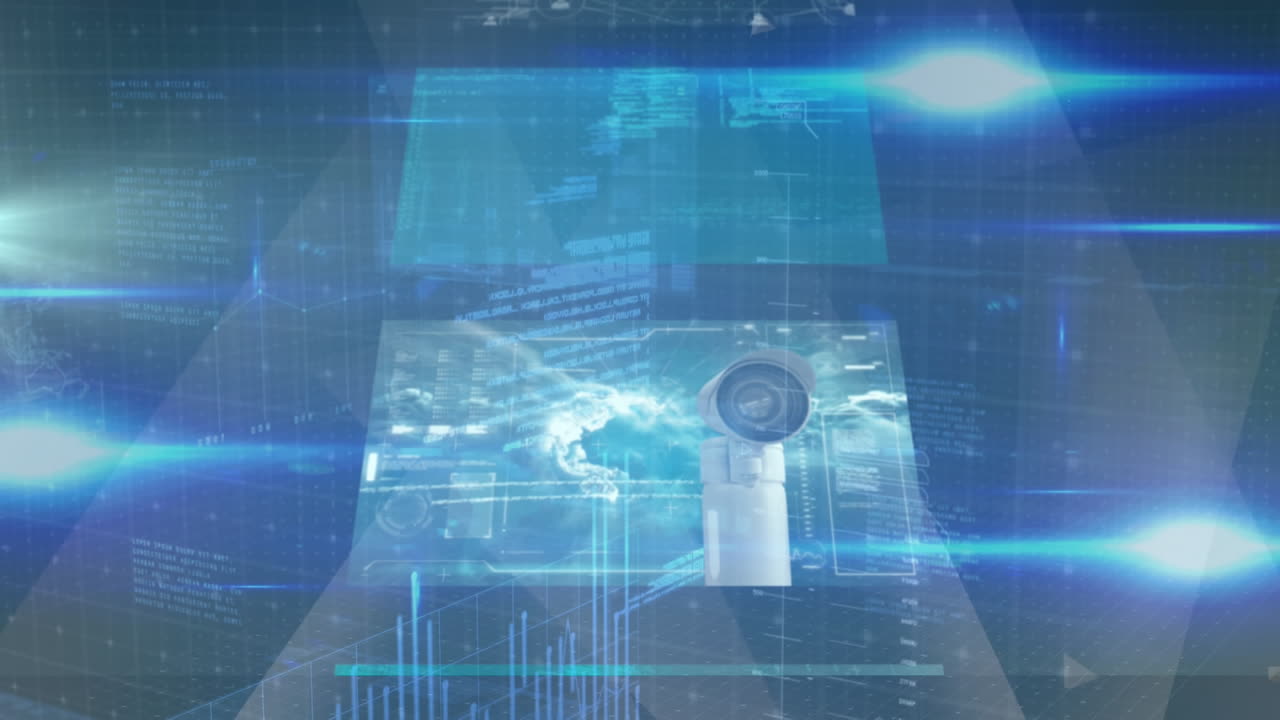 파란색 배경에 있는 데이터 처리의 애니메이션