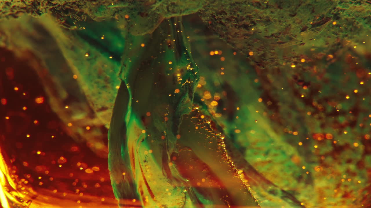 Abstract Resin Art with Bubbles and Color Transitions