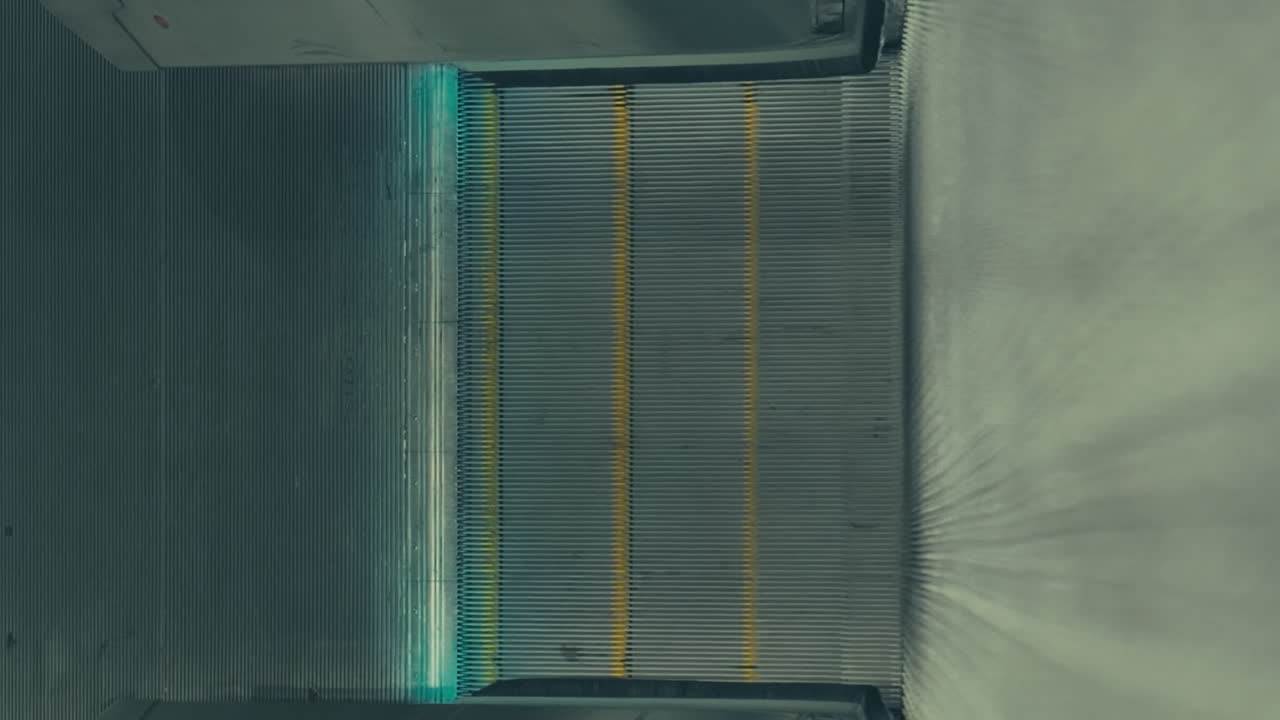 extremo de una escalera mecánica que se mueve hacia abajo en la estación de metro de estocolmo, suecia inclinación hacia arriba al final de la escalera mecánica