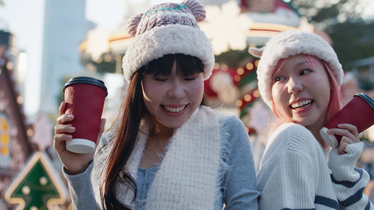 Two Young Women Enjoying the Winter Season