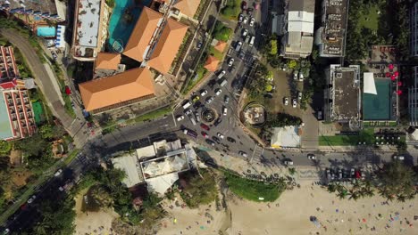 sunny day phuket island patong beach traffic circle aerial down view 4k thailand