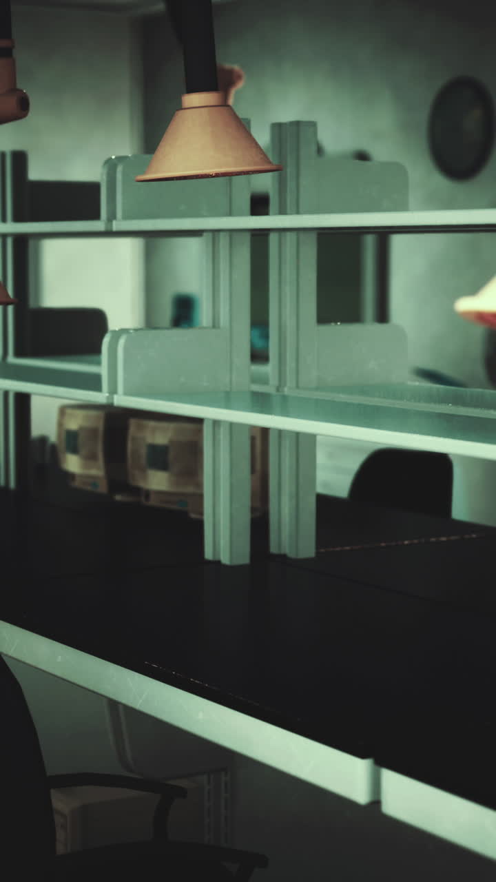 Empty Laboratory Workspace with Fume Hoods