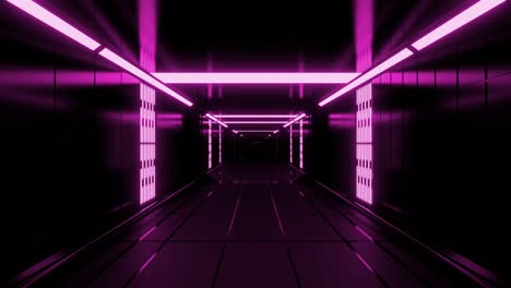 futuristic corridor with pink neon lights