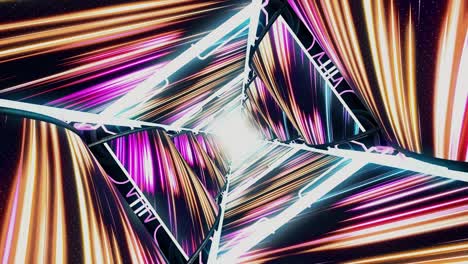 futuristic glowing 3d tunnel with neon light lines seamless. beautiful abstract tunnel seamless loop