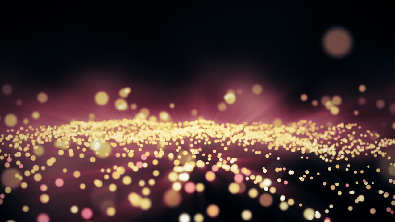 Sfondo animato astratto festivo con particelle d'oro scintillanti, loop continuo
