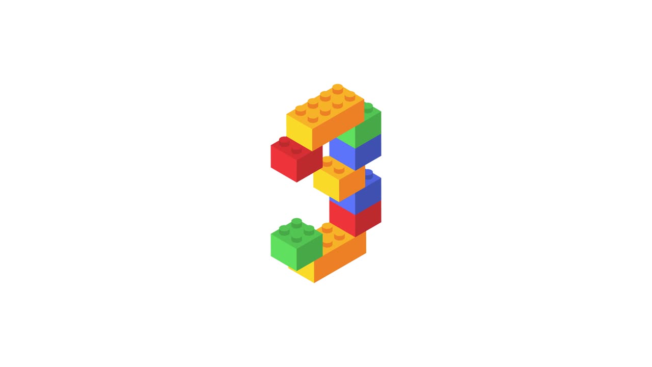 Number three in isometric. Color constructor. Alpha channel