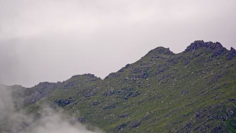 fast moving clouds over the sierra of comechingones in san luis, argentina