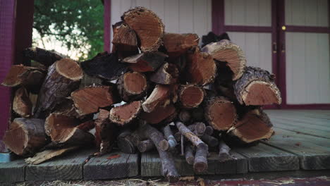 a stack of firewood mixed with mesquite, oak, and maple wood