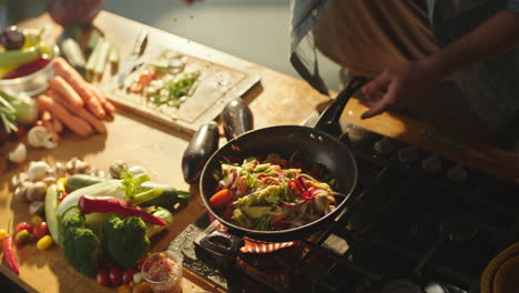 cooking vegetables stir-fry