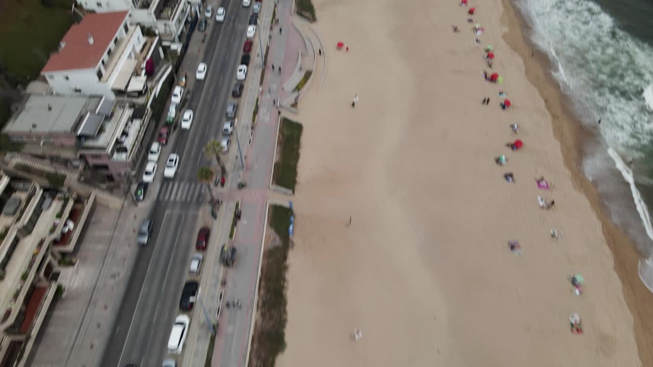 viña del mar, 칠레, uhd 4k 공중의 reñaca 해변