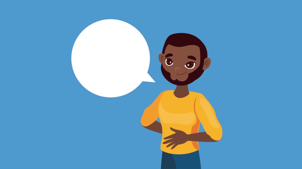 young afro man speaking character