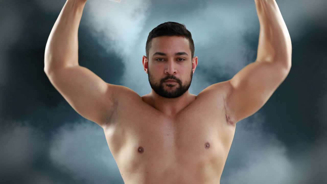 벨을 들어 올리는 남자