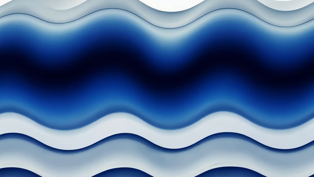 波打つ青と白の線を持つ抽象的な動画のコンセプト。見下ろしアングルが、流れるようなリズミカルな動きを生み出します。
