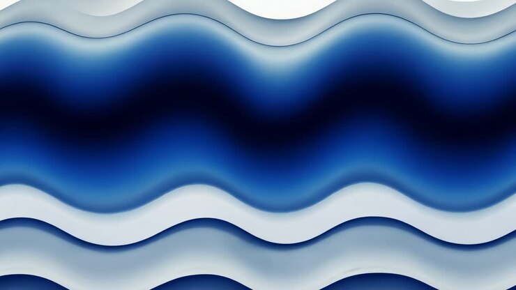 Concetto di video astratto con linee blu e bianche ondulate. L'angolazione dall'alto crea un flusso ritmico.