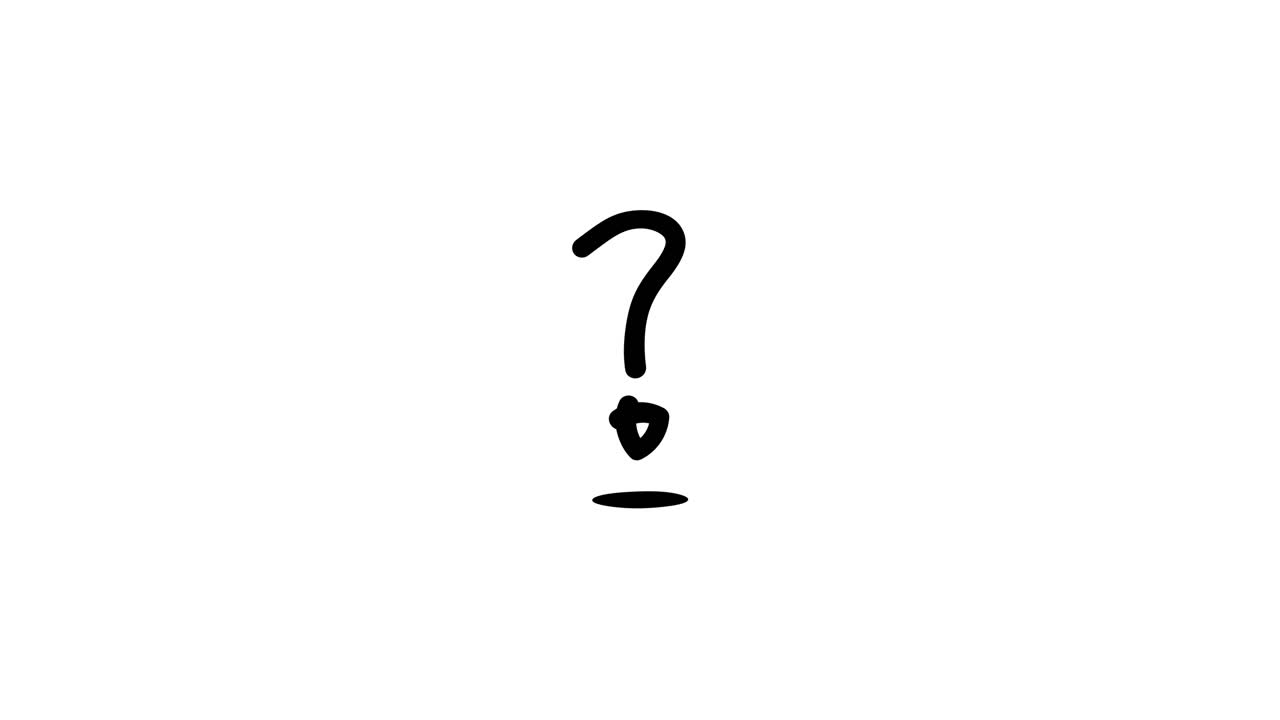 Black Hand Drawn Question Mark Symbol on White Background