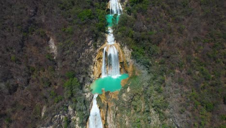 aerial: el chiflon waterfall in chiapas mexico