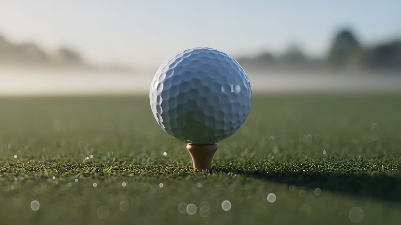 Palla da golf su un tee su un campo da golf verde