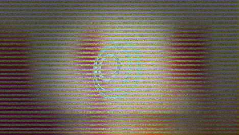 animation of grey lines of interference over circular scanner and blurred red shapes