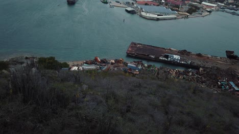 view of the scrap yard on curacao looking from fort nassau