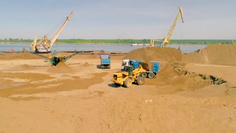 sand handling operations at a river port