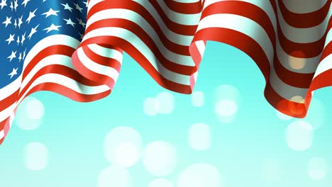 national holiday of usa. animated greeting card. usa flag waving on blue sky. us festive patriotic design, independence day, veterans day, memorial. happy united states greeting card. seamless