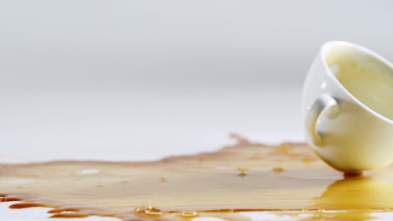 Tea being spilled on white background 4k