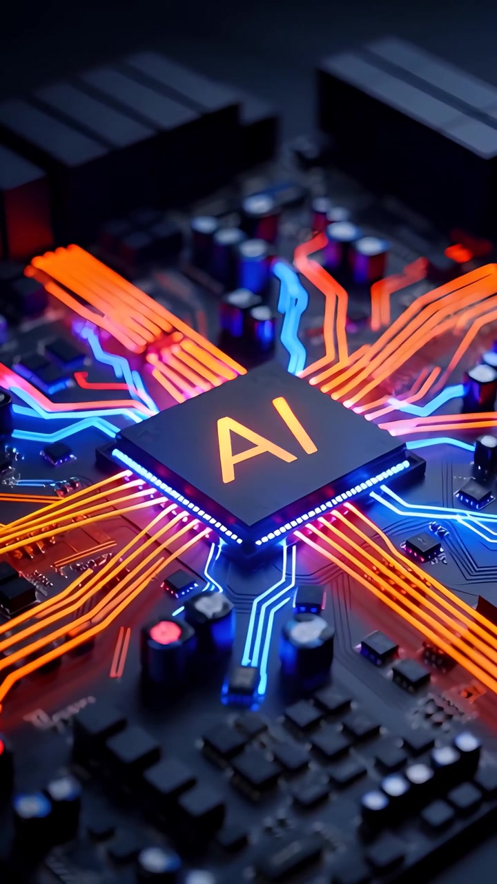 Futuristic AI Chip Motherboard Technology Background 4K