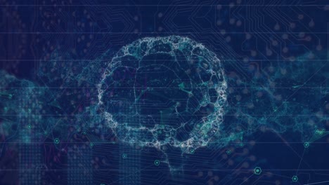 animation of human brain and data processing over network of connections