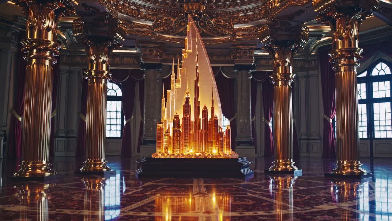 Luxury Interior with Crystal Dubai Skyline Sculpture