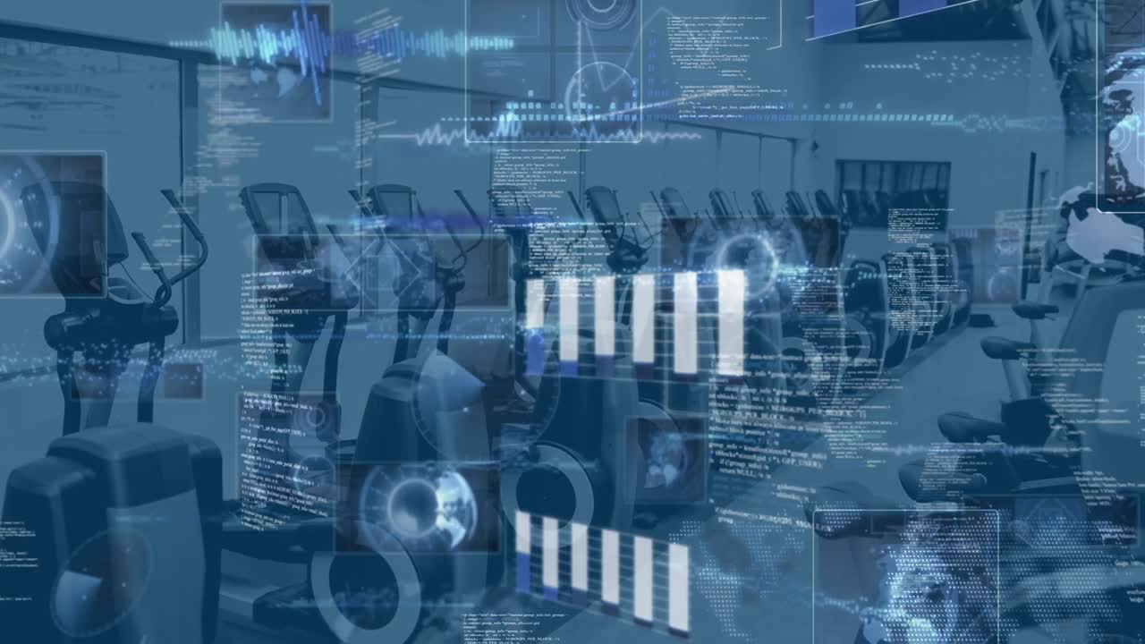 체육관 장비를 통해 데이터 처리의 애니메이션