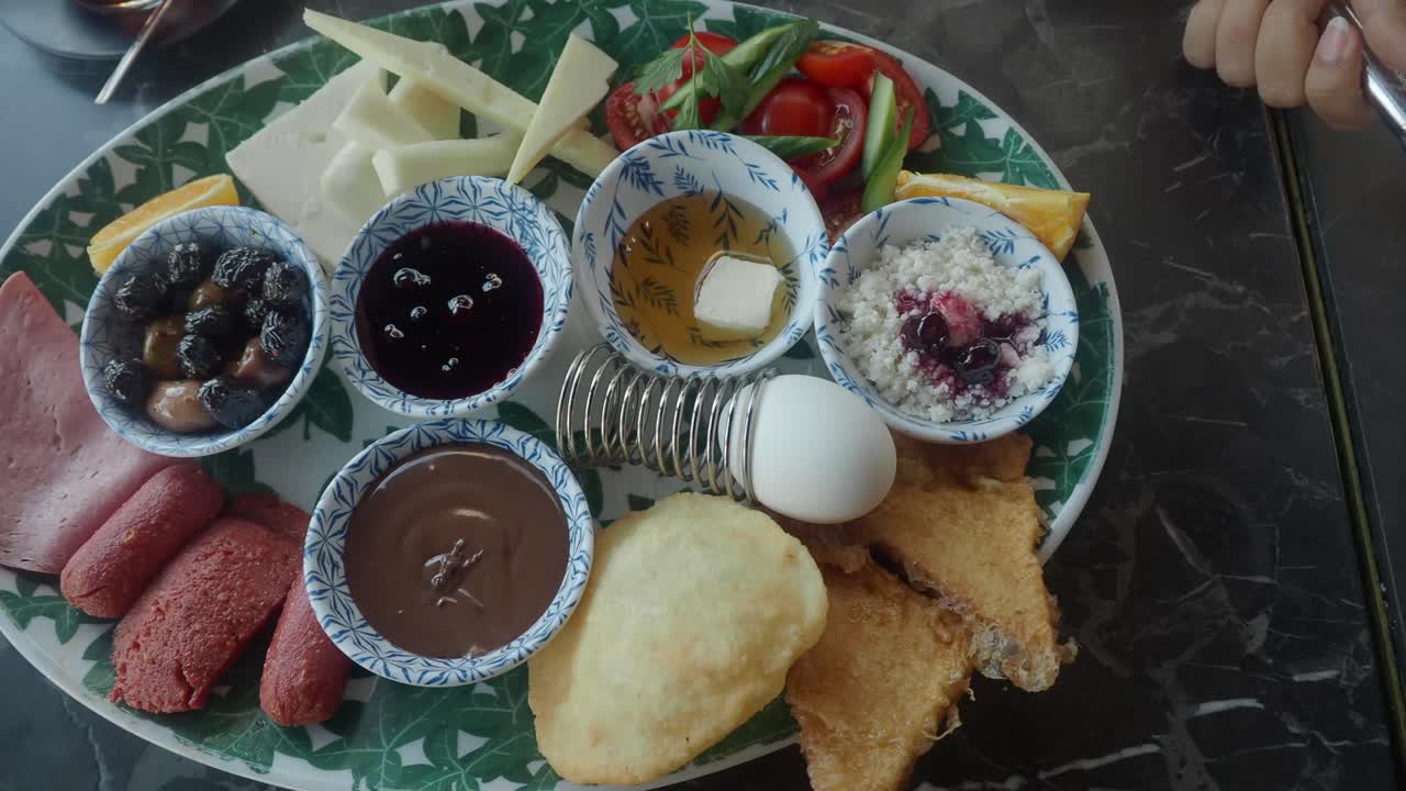 Breakfast platter with various foods