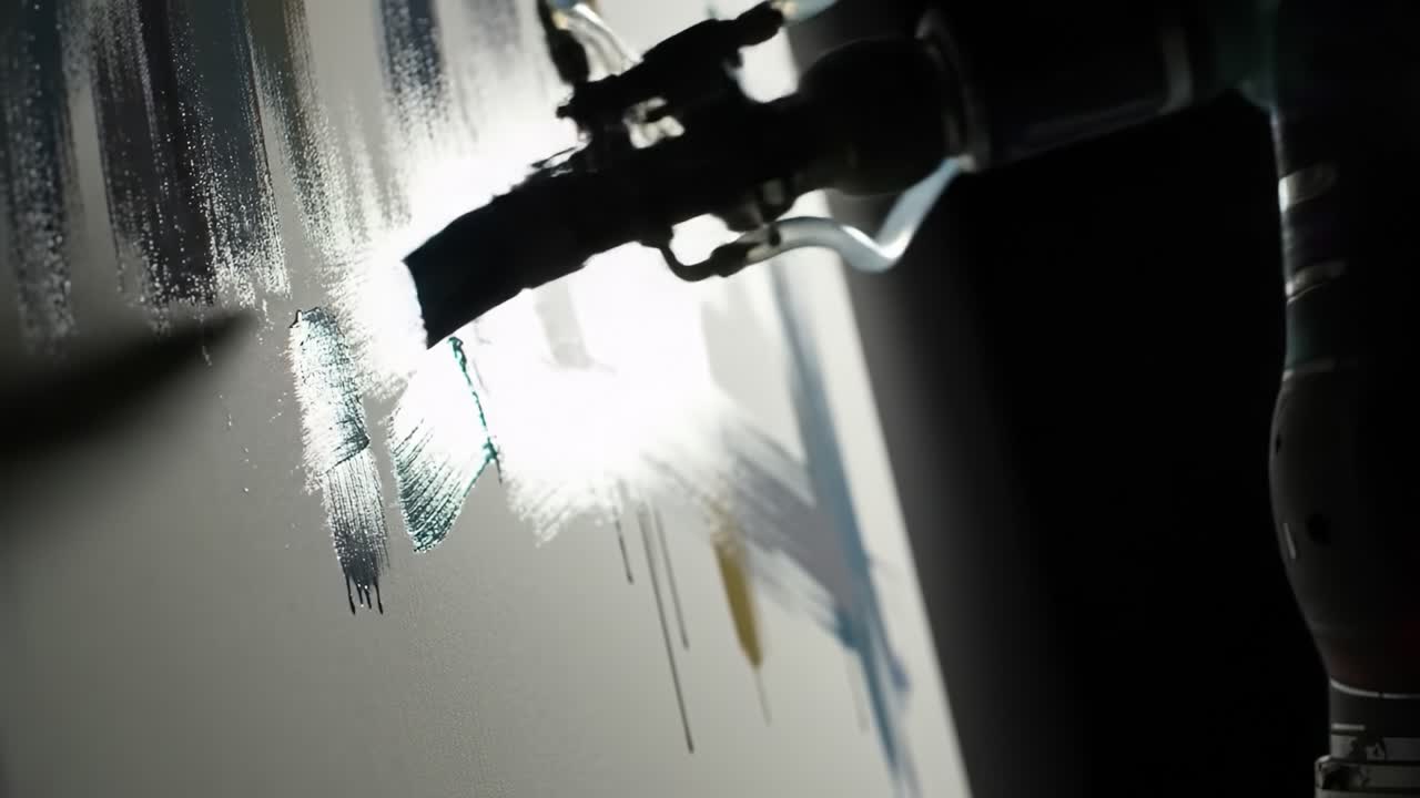 A Robotic Arm Creating Art: The Fusion of Technology and Creativity Captured in Dynamic Action from Beginning to End