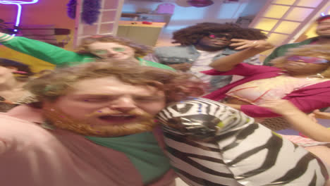 group selfie at a retro-themed party