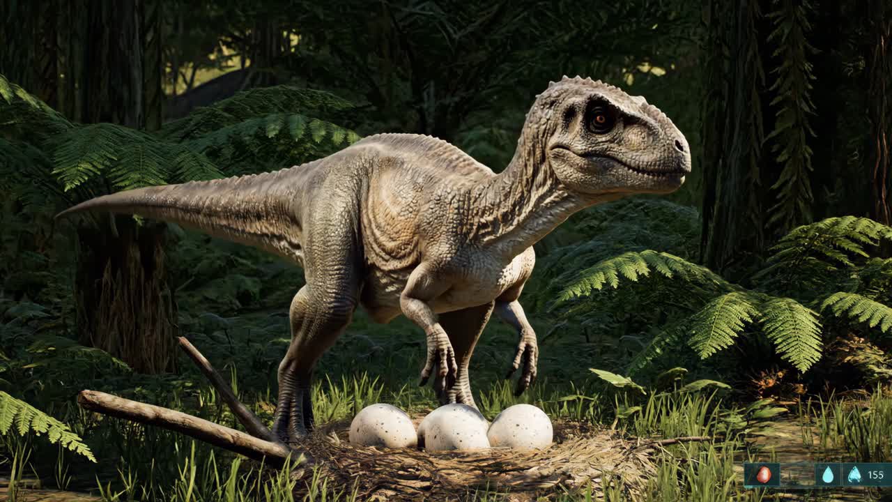 Dinosaur with Eggs in Nest