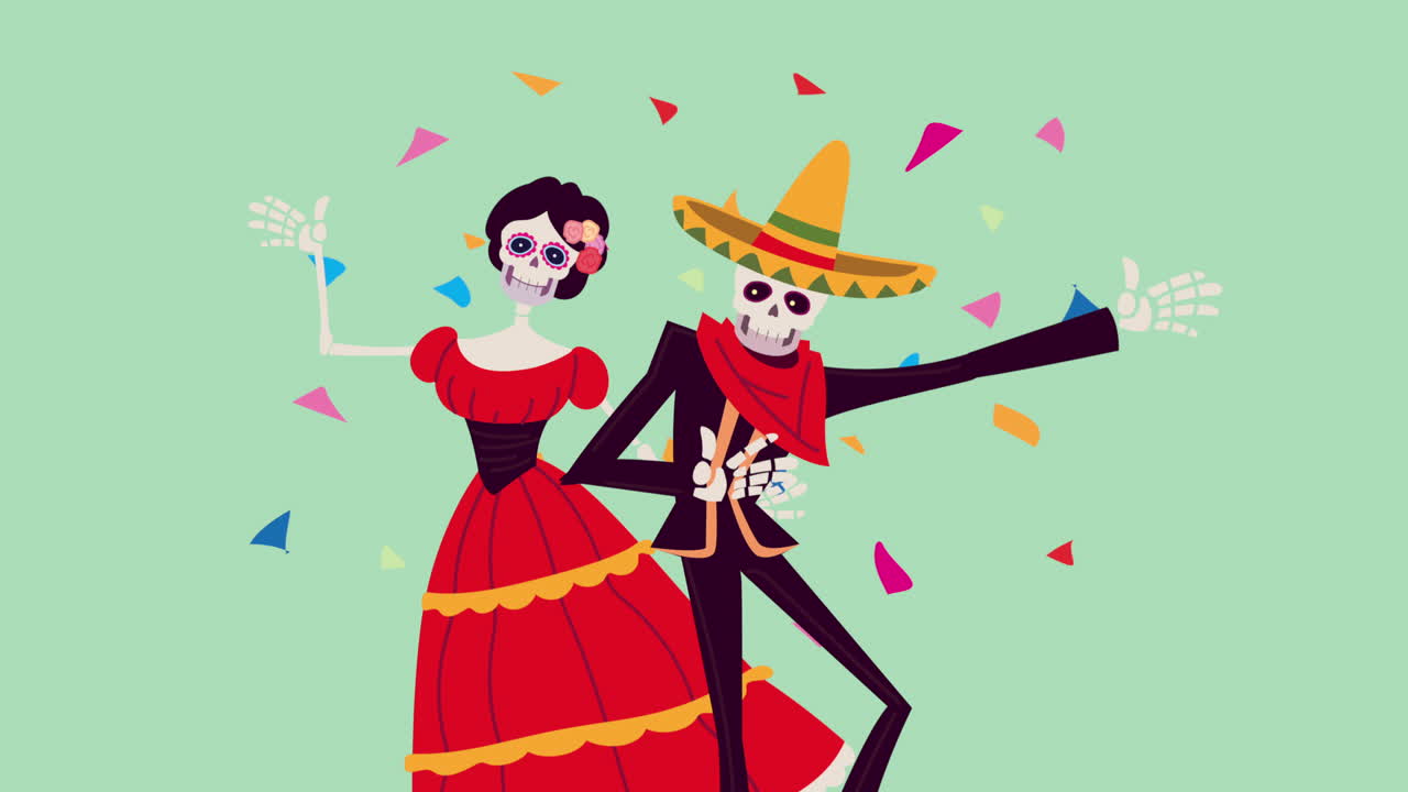 el día de la pareja de esqueletos muertos