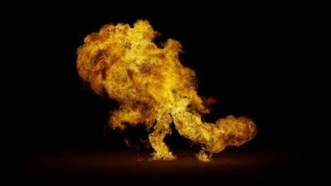 big fire explosion ground sparks-120fps-from the bottom of the screen, black background, transparent overlay with alpha matte, ​​big explosion effect video inflamed debris falling to ignition place