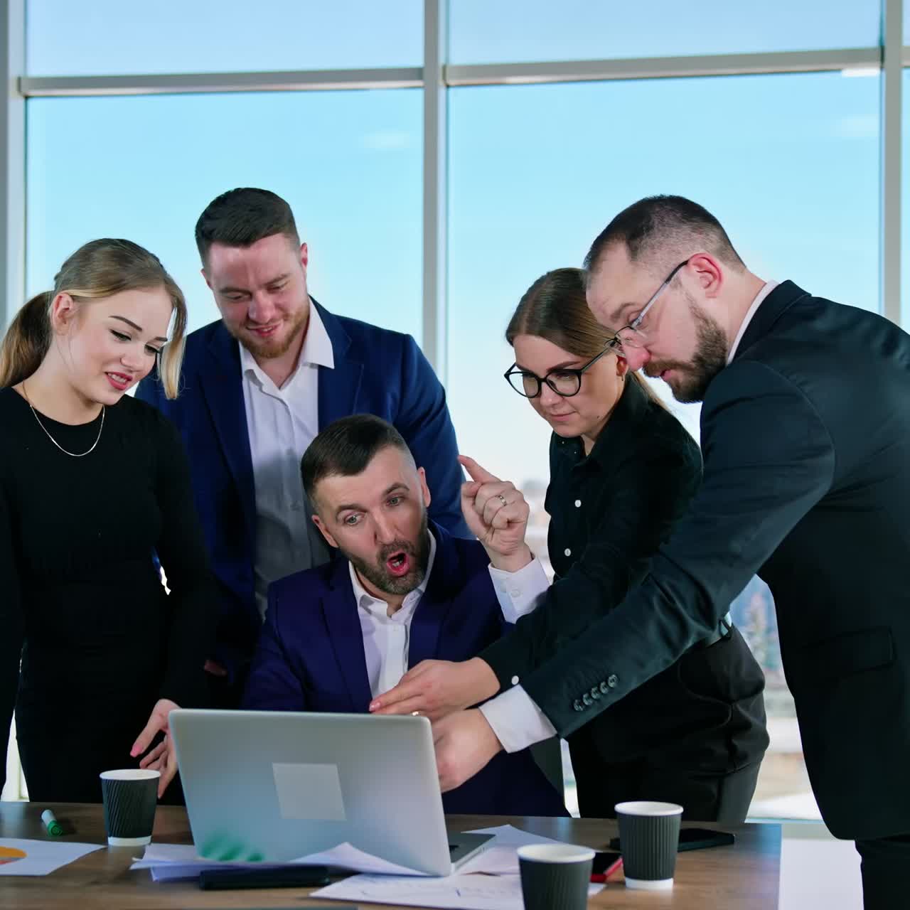 Group of businesspeople during presentation. Business people having discussion in conference room