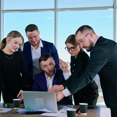 group of businesspeople during presentation. business people having discussion in conference room