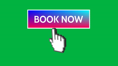 book now button with pointing hand 4k