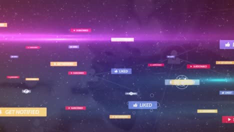 animation of network of connections with icons over person using smartphone