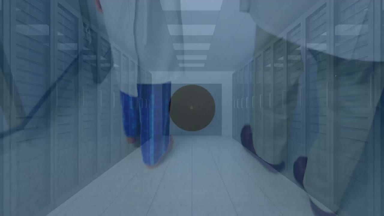 아이콘과 데이터 처리로 다양한 환자와 의사에 대한 연결 네트워크의 애니메이션