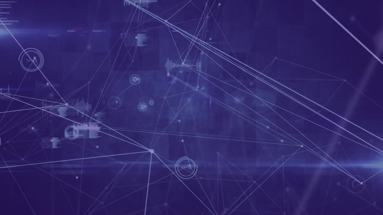 Animation of data processing over blue background