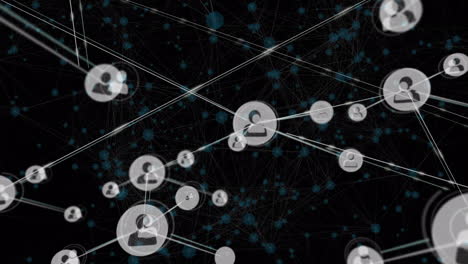 animación de la creciente red de iconos de personas que transfieren datos a través de centros verdes conectados