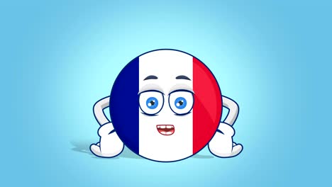 cartoon icon flag france speak speaker with face animation with alpha matte